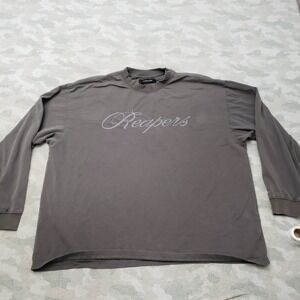 Gymreapers Shirt Mens XL Gray Embroidered Weightlifting Pullover Long Sleeve